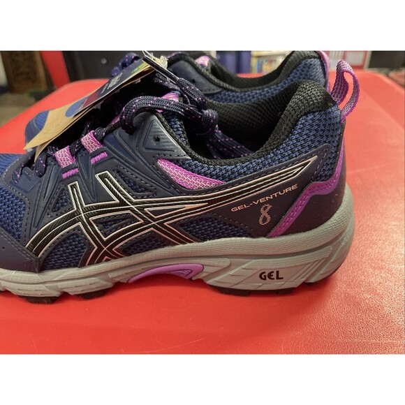 Size 7- ASICS Gel Venture 8 Midnight Pure Silver Purple New - Picture 2 of 8